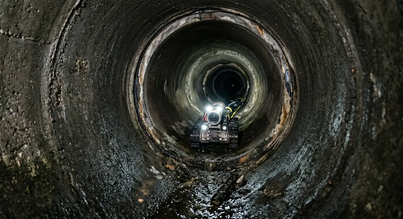 Robotic sewer camera inspecting pipe interior for Sewer Line Cleaning in Wildwood